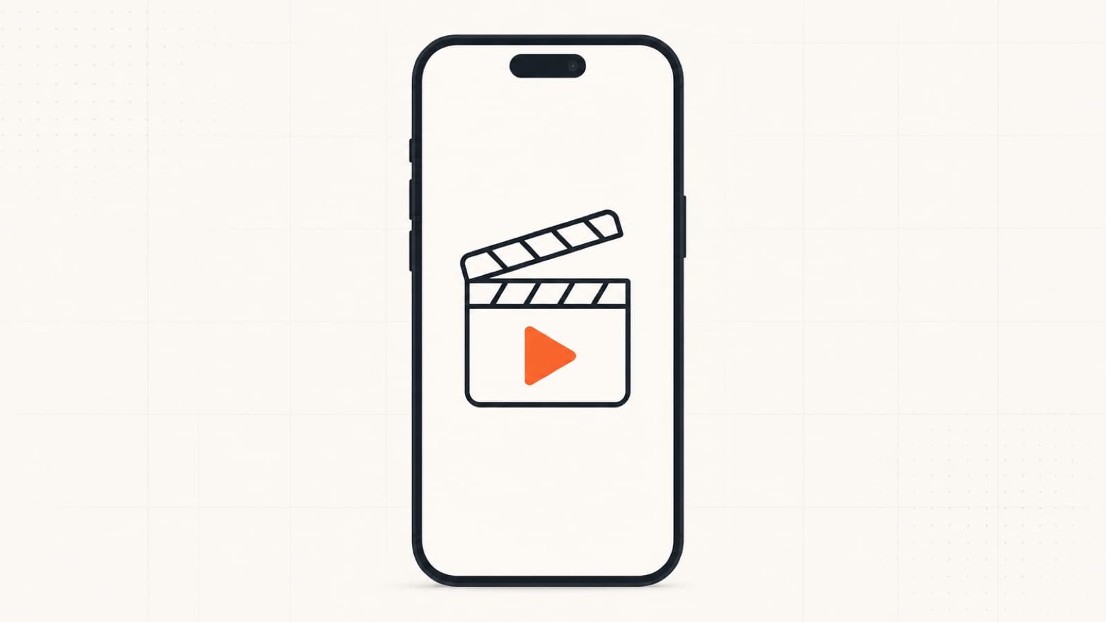 Minimalist illustration of a vertical phone screen showing a film clapperboard and play button, representing an AI-made vertical drama series