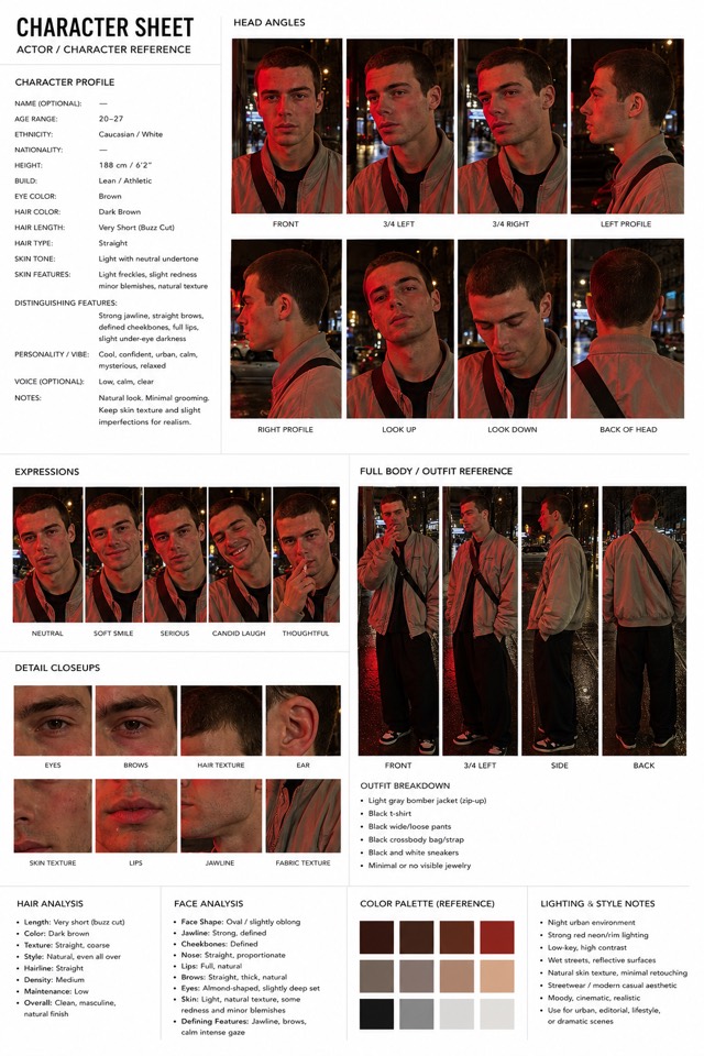 Dante, Cinematic Lead character sheet