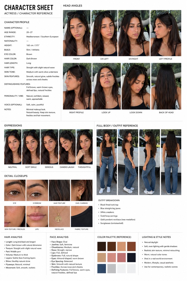 Maya, Lifestyle Influencer character sheet
