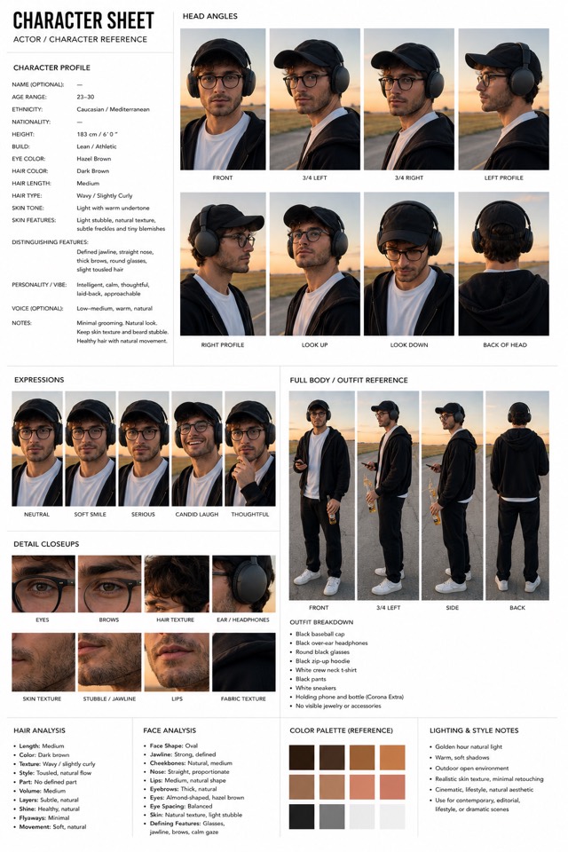 Theo, Casual Creator character sheet