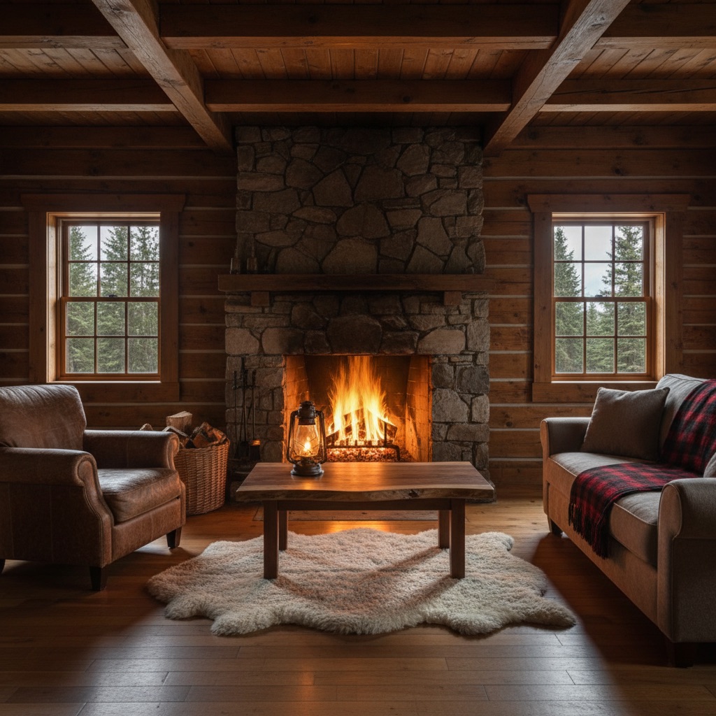 Cozy Cabin AI scene reference: Firelit warmth for intimate storytelling, vlogs, and winter mood pieces.