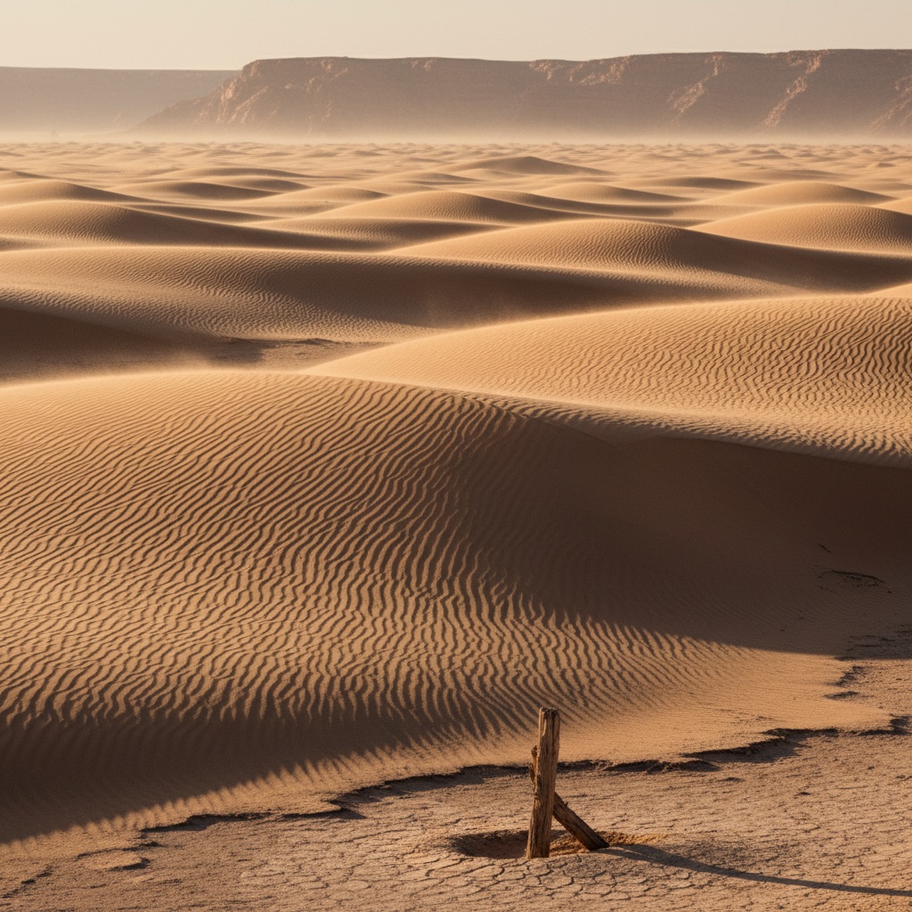 Desert Dunes AI scene reference: Vast sculpted sand for minimalist, epic wide shots.